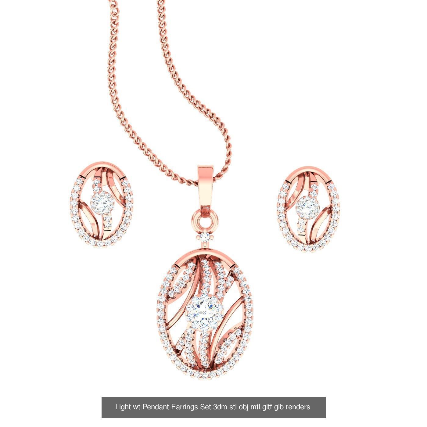 70 Light wt Pendant Earrings Set 3dm stl renders details  3D Model Collection_18