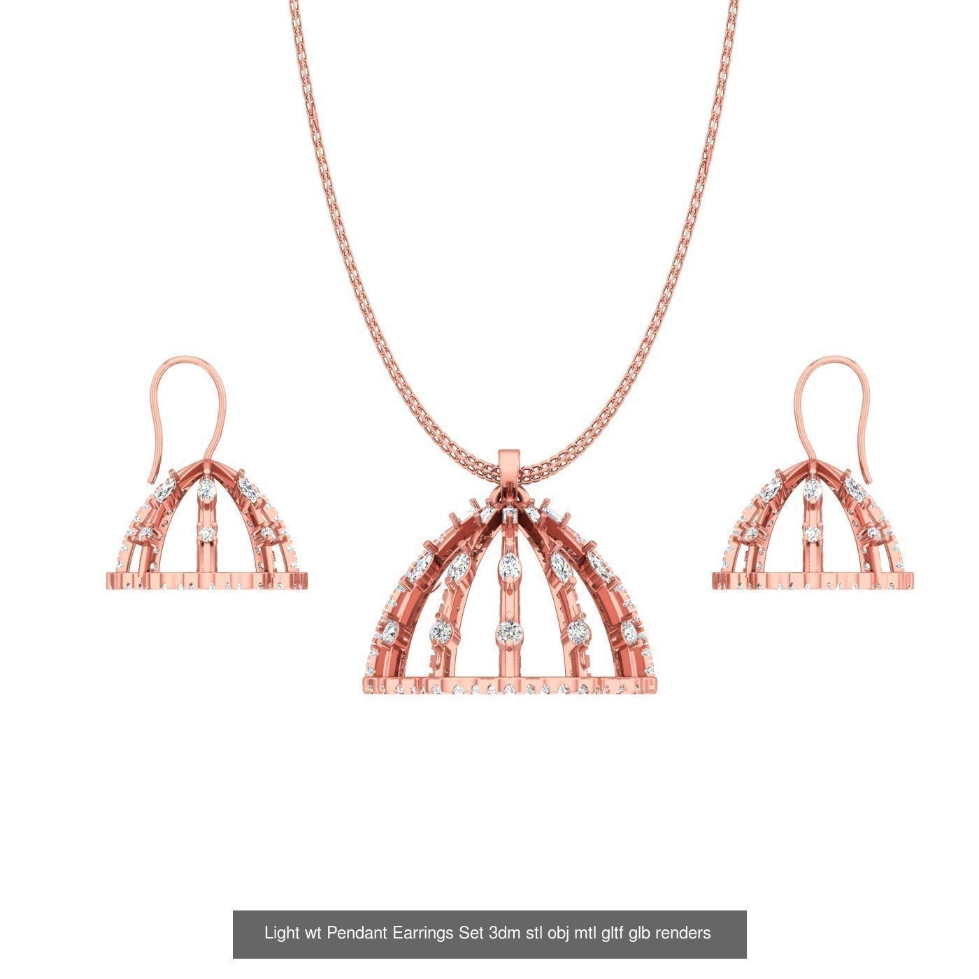 70 Light wt Pendant Earrings Set 3dm stl renders details  3D Model Collection_61