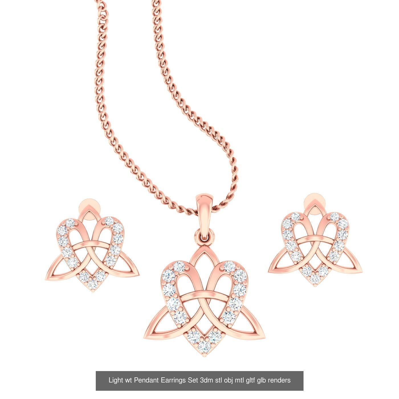 70 Light wt Pendant Earrings Set 3dm stl renders details  3D Model Collection_43