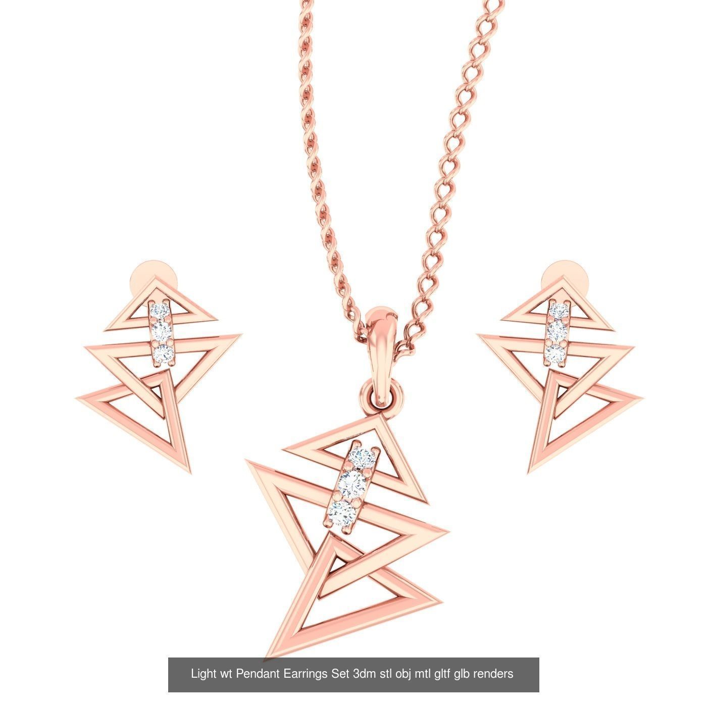 70 Light wt Pendant Earrings Set 3dm stl renders details  3D Model Collection_41