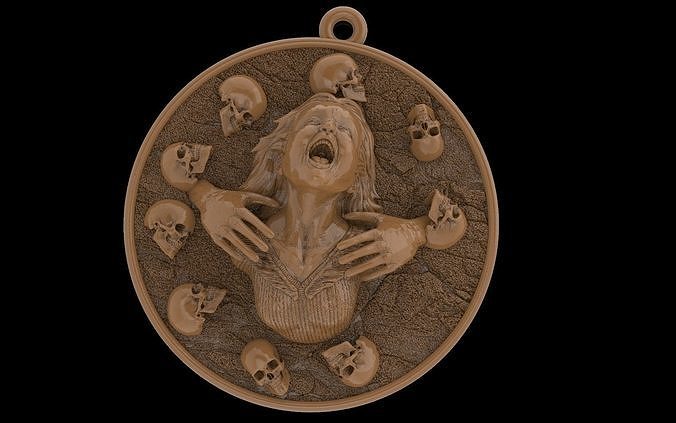 Girl with skulls pendant 3D print model