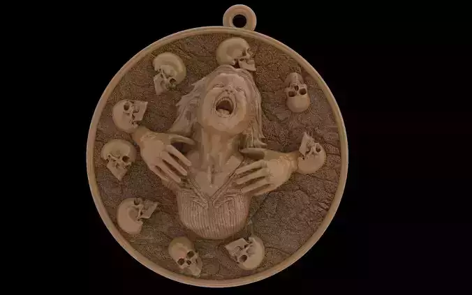 Girl with skulls pendant 3D print model