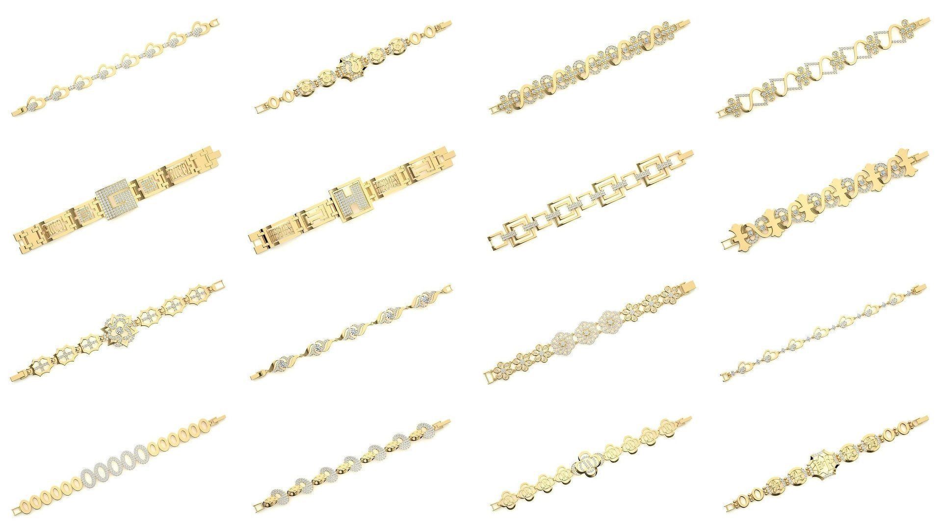 259 Chain Type Bracelets Mega Pack 3dm stl renders gemmap  3D Model Collection_5