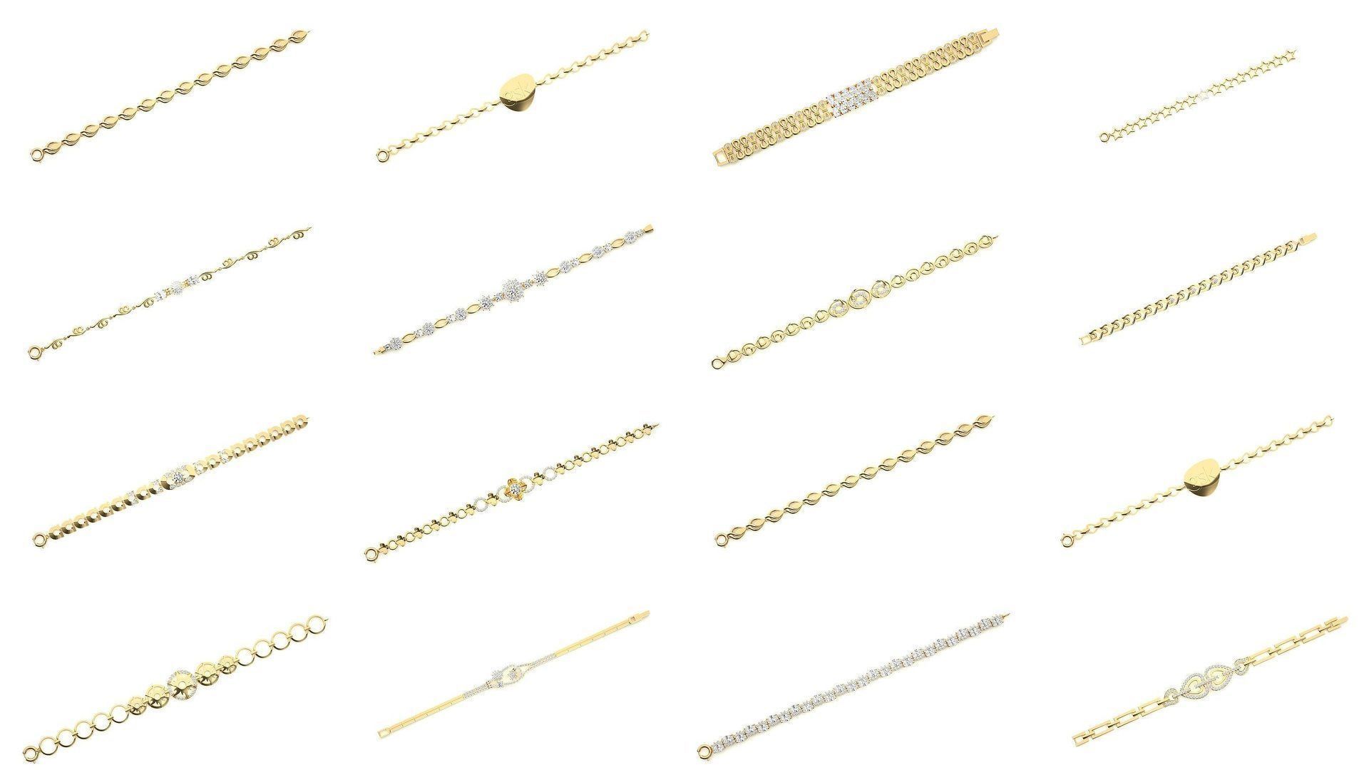 259 Chain Type Bracelets Mega Pack 3dm stl renders gemmap  3D Model Collection_12