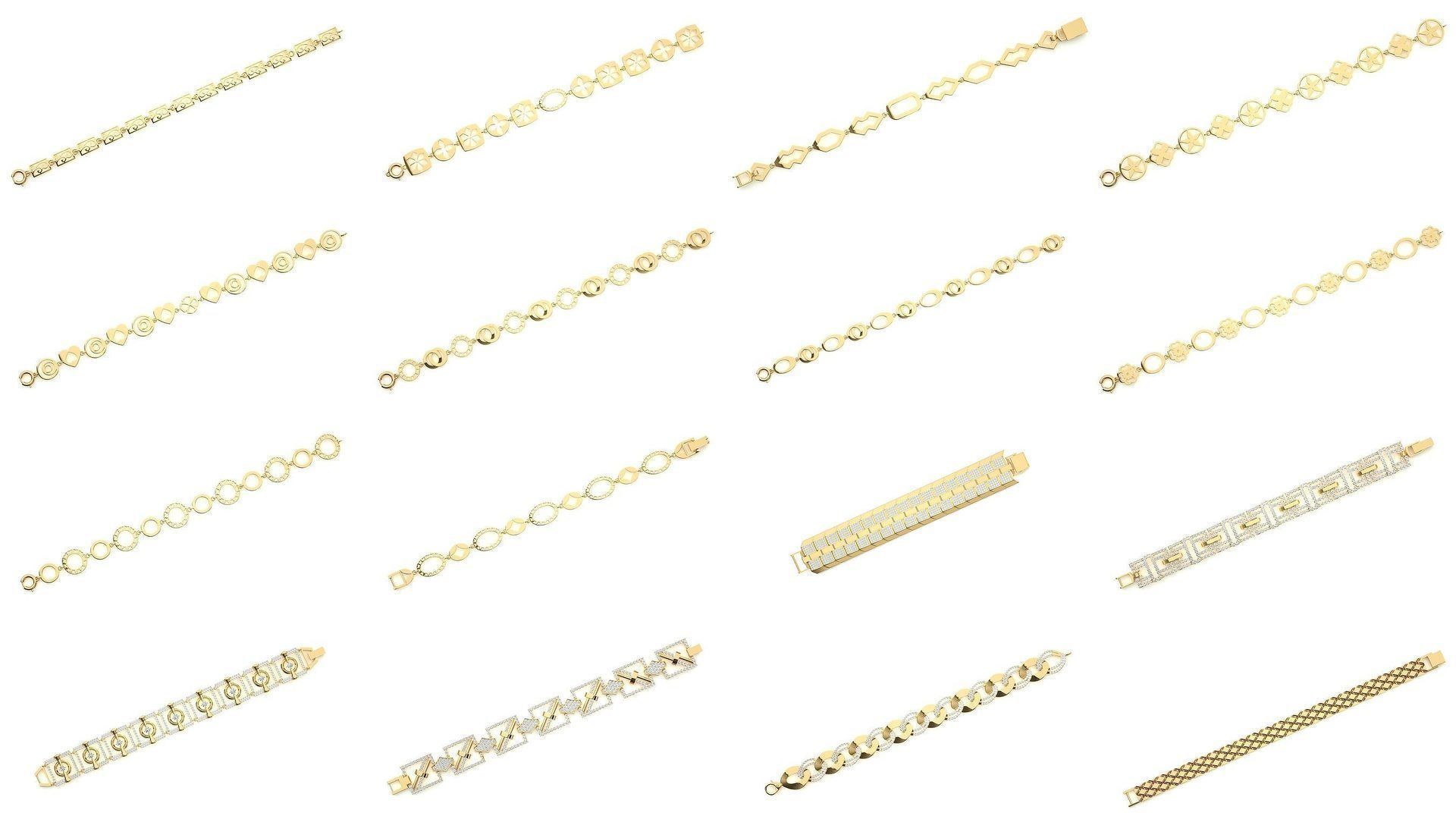 259 Chain Type Bracelets Mega Pack 3dm stl renders gemmap  3D Model Collection_7