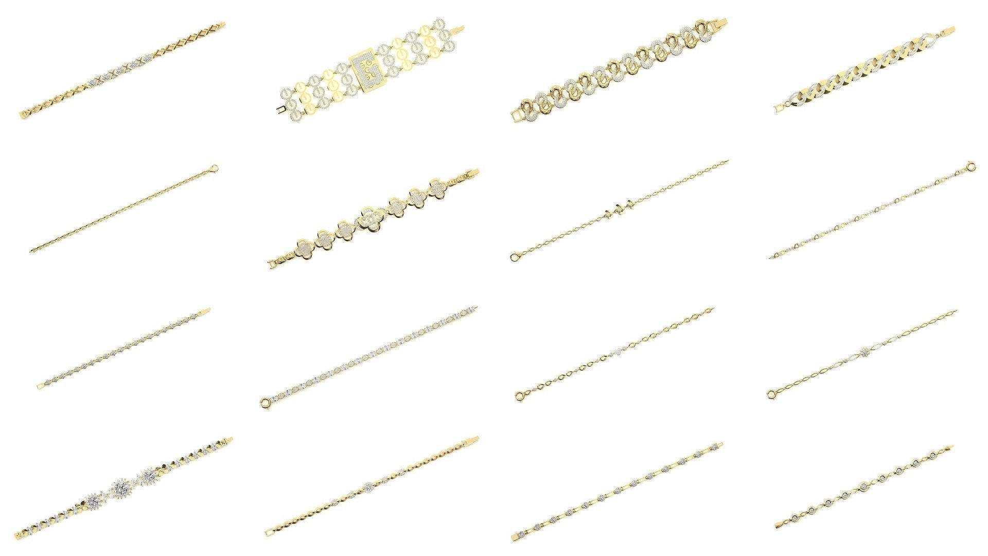 259 Chain Type Bracelets Mega Pack 3dm stl renders gemmap  3D Model Collection_4