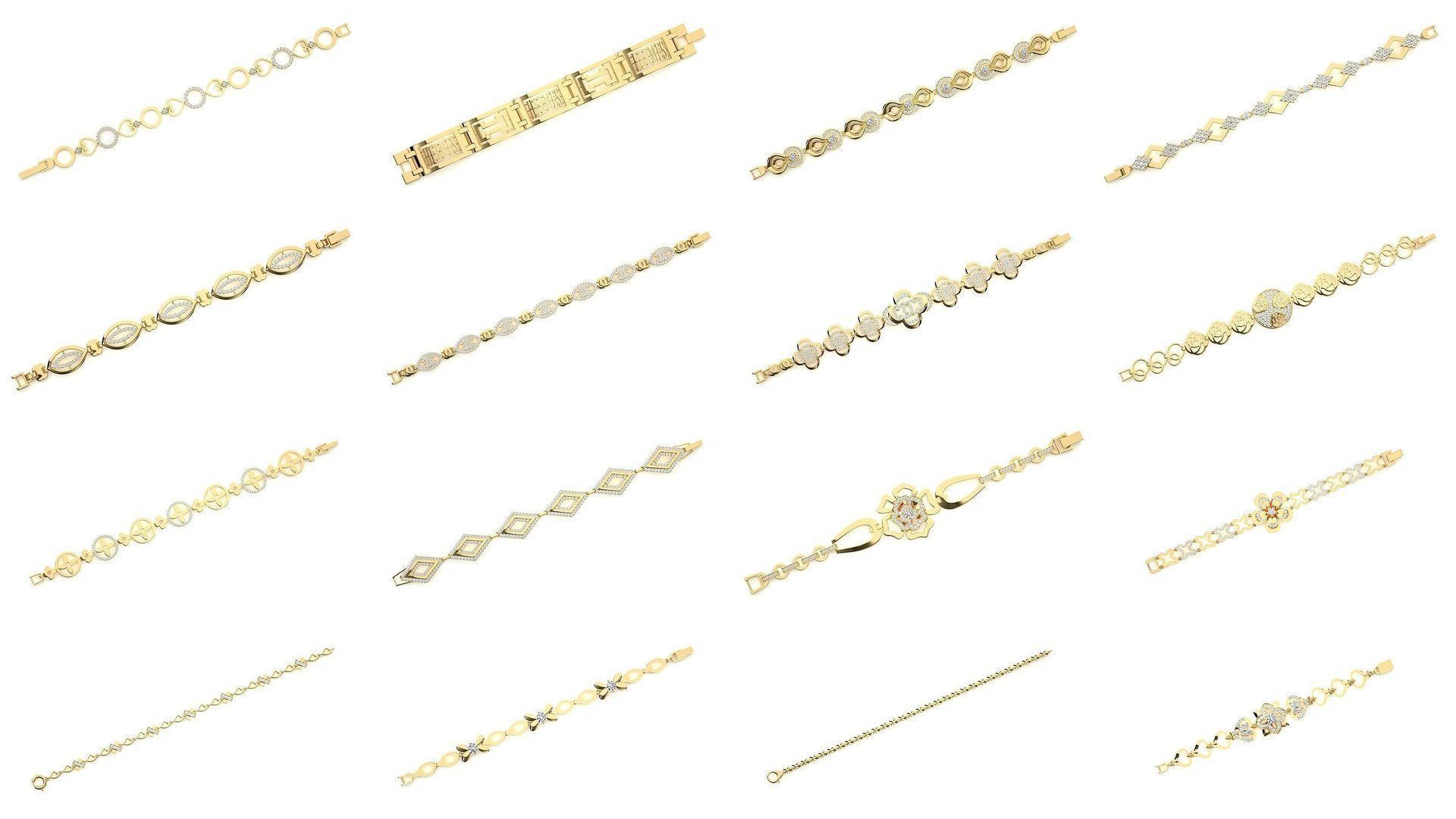 259 Chain Type Bracelets Mega Pack 3dm stl renders gemmap  3D Model Collection_20