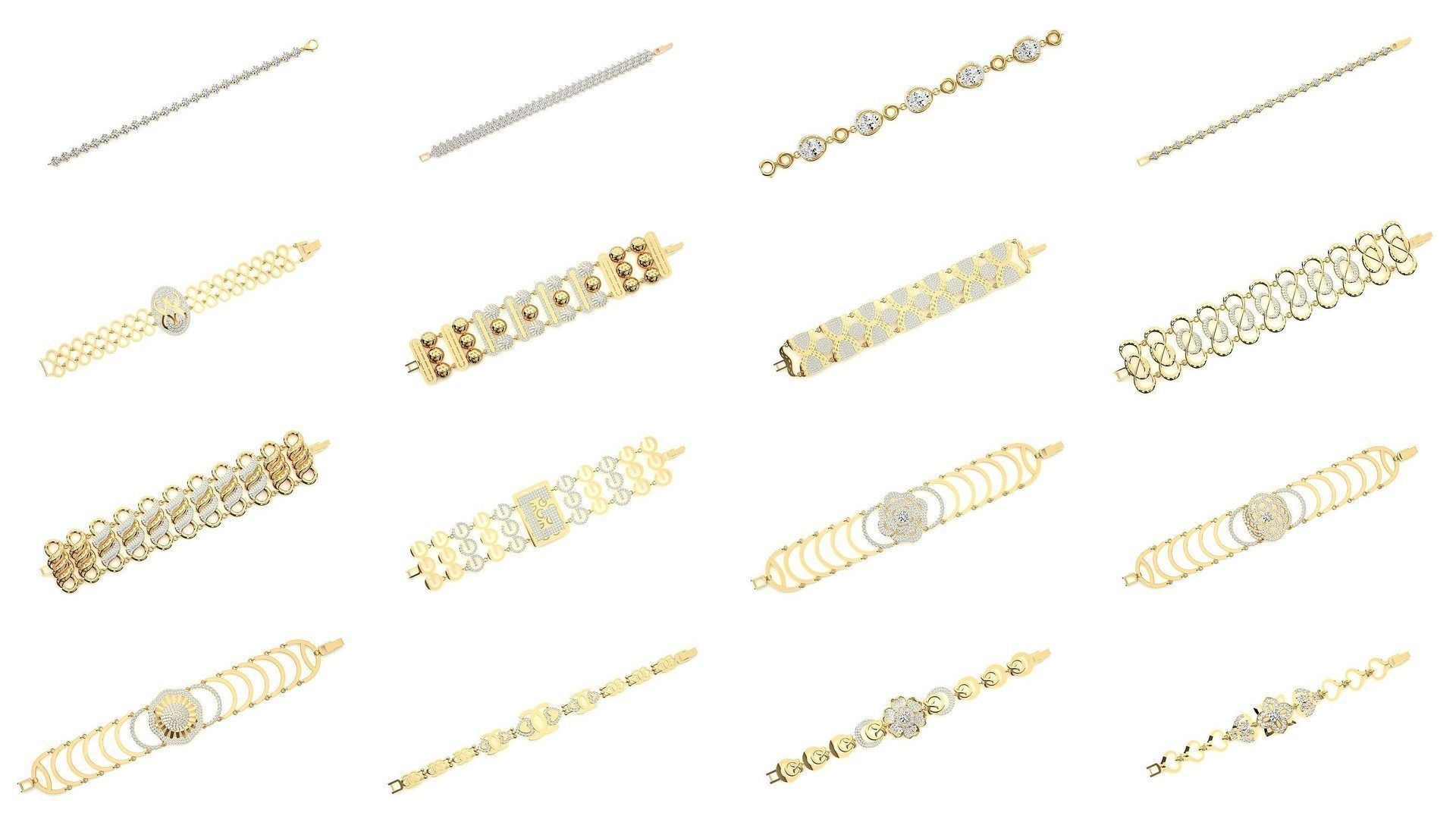 259 Chain Type Bracelets Mega Pack 3dm stl renders gemmap  3D Model Collection_8