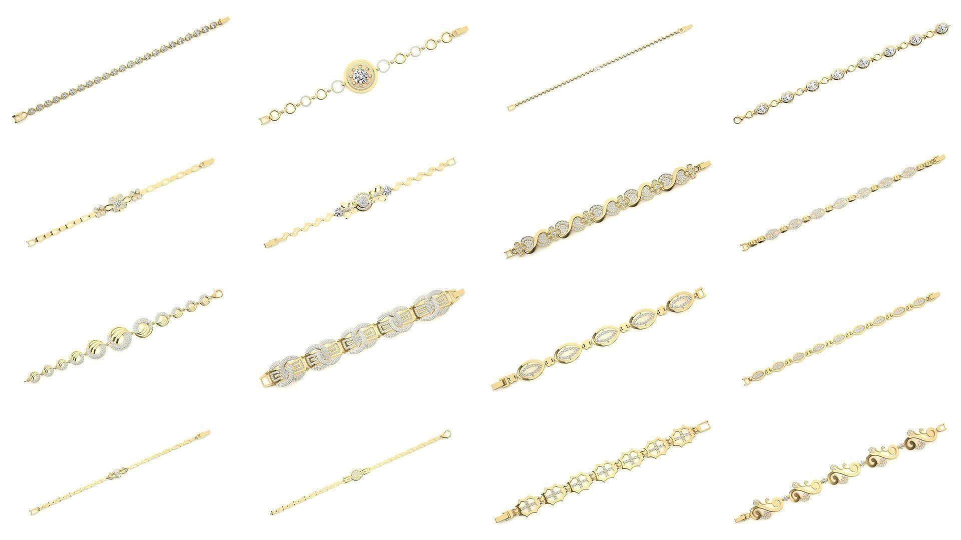 259 Chain Type Bracelets Mega Pack 3dm stl renders gemmap  3D Model Collection_16