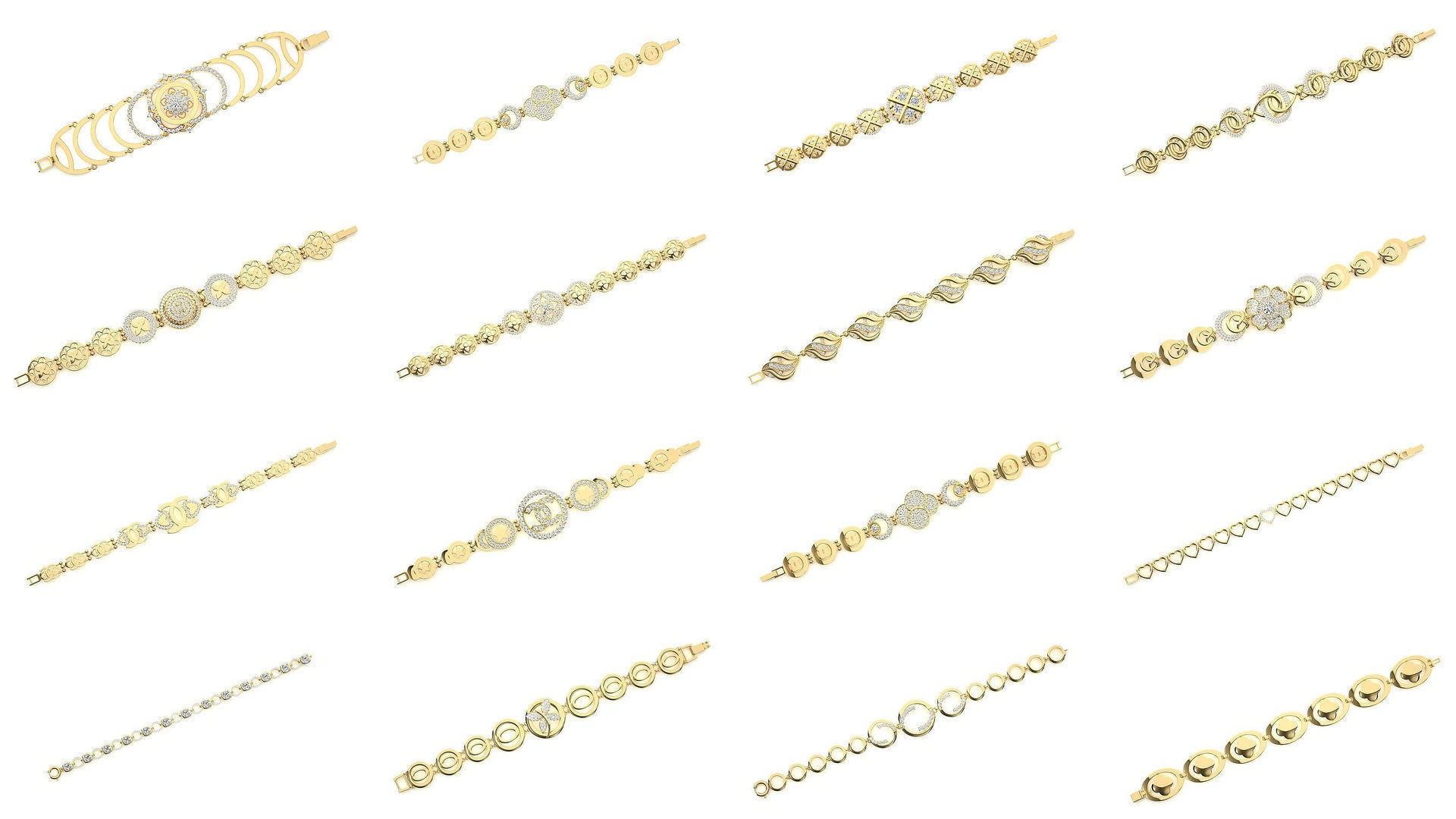 259 Chain Type Bracelets Mega Pack 3dm stl renders gemmap  3D Model Collection_2