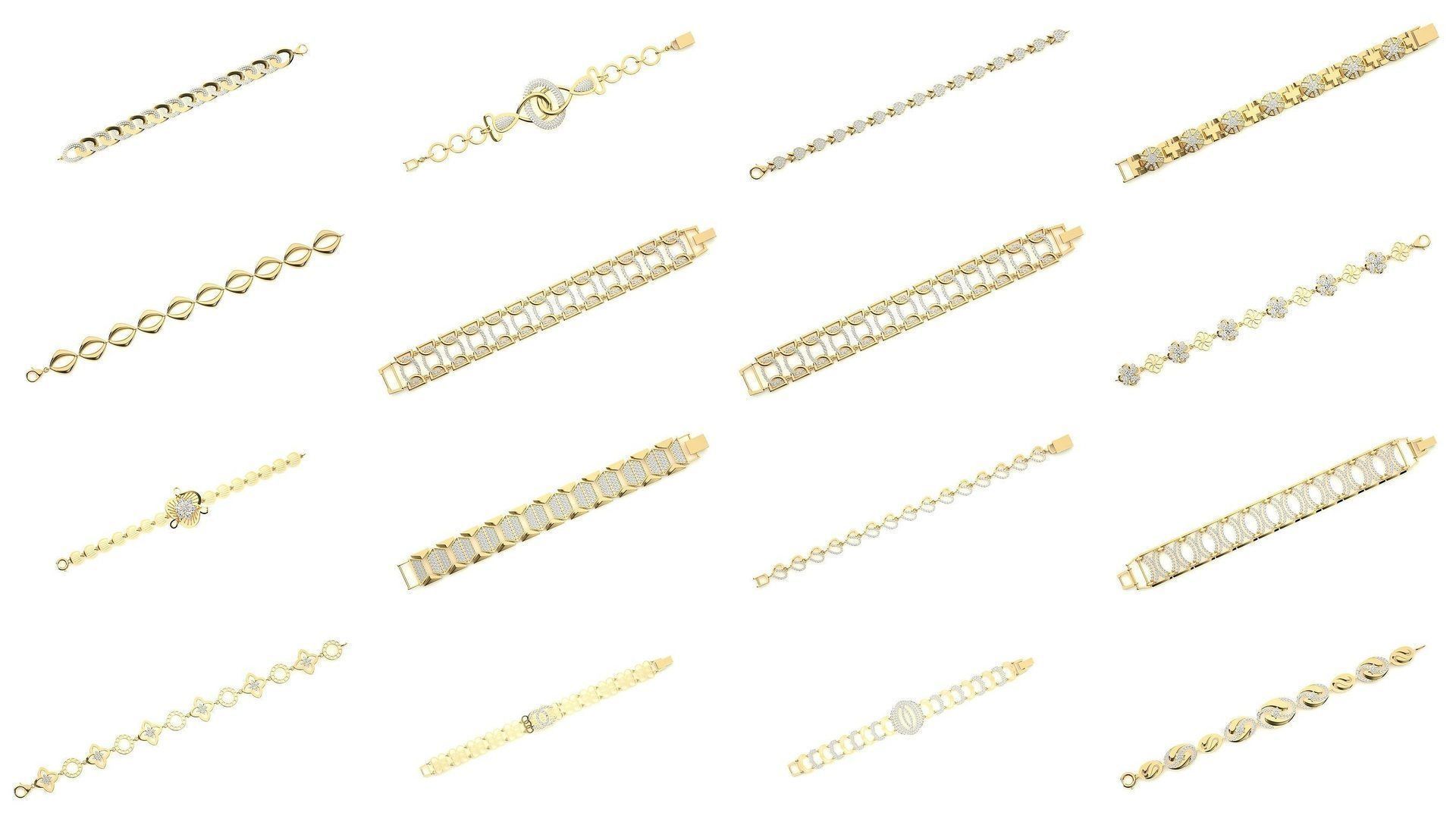 259 Chain Type Bracelets Mega Pack 3dm stl renders gemmap  3D Model Collection_24