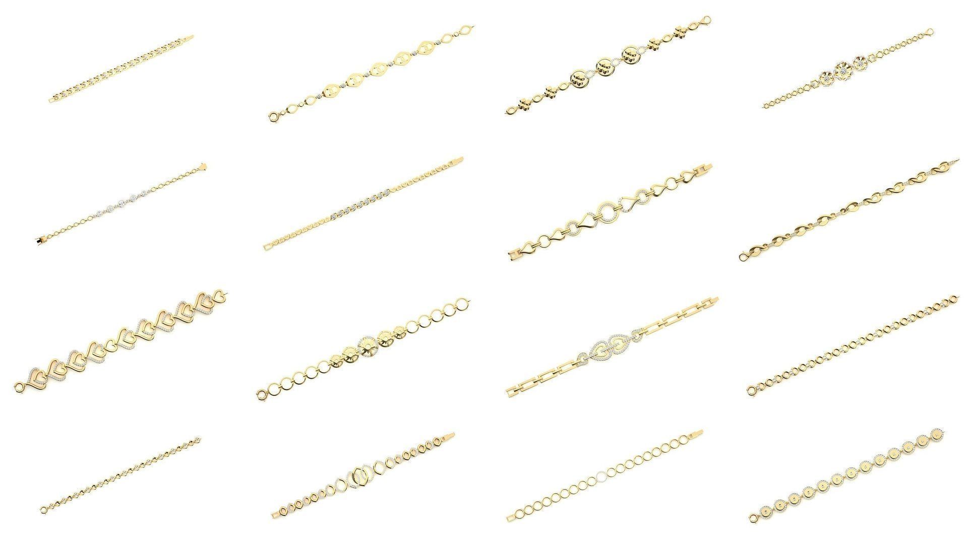 259 Chain Type Bracelets Mega Pack 3dm stl renders gemmap  3D Model Collection_3