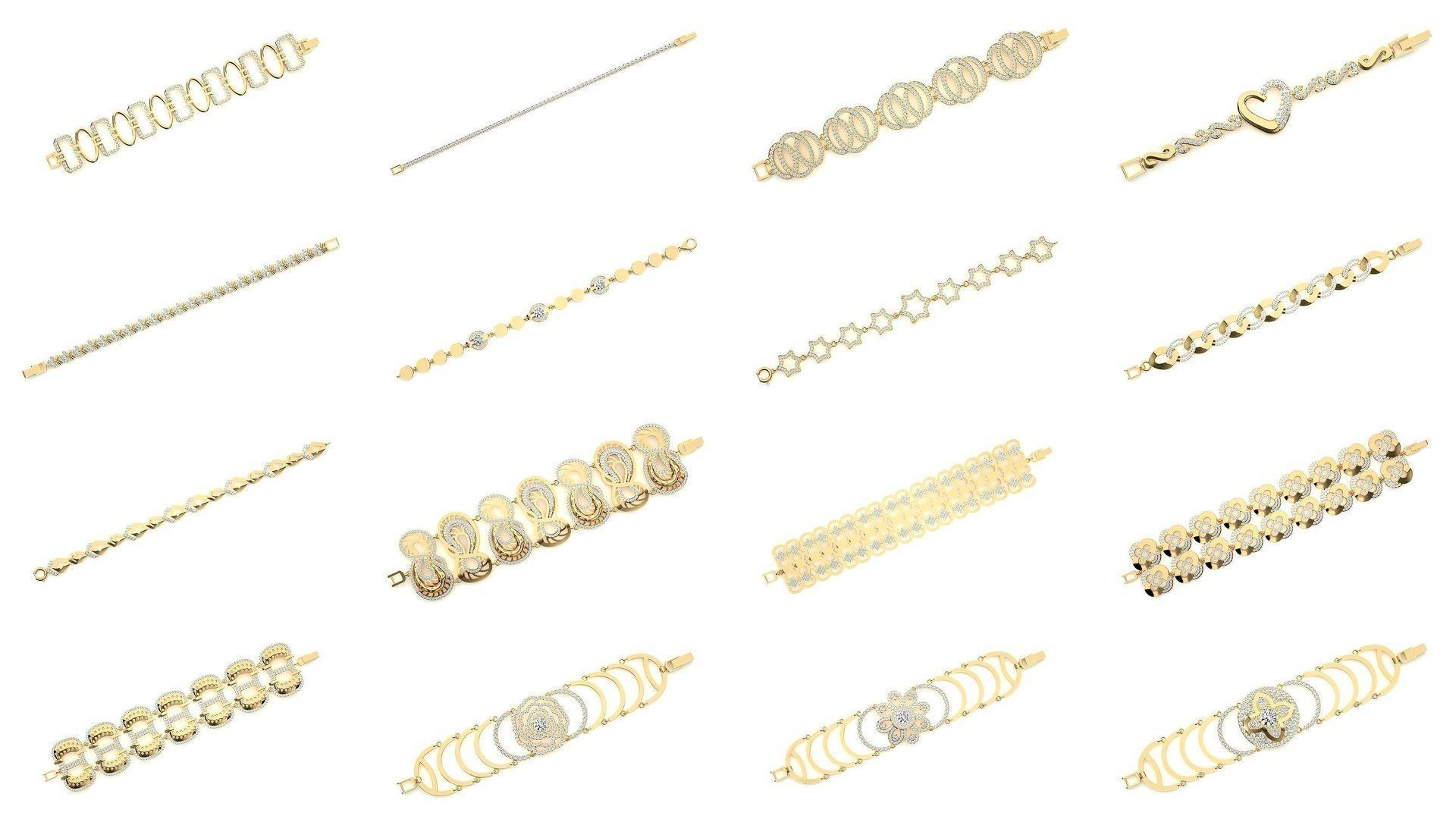 259 Chain Type Bracelets Mega Pack 3dm stl renders gemmap  3D Model Collection_1