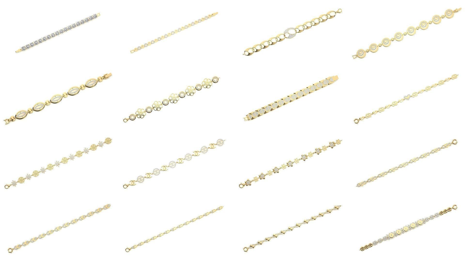 259 Chain Type Bracelets Mega Pack 3dm stl renders gemmap  3D Model Collection_6