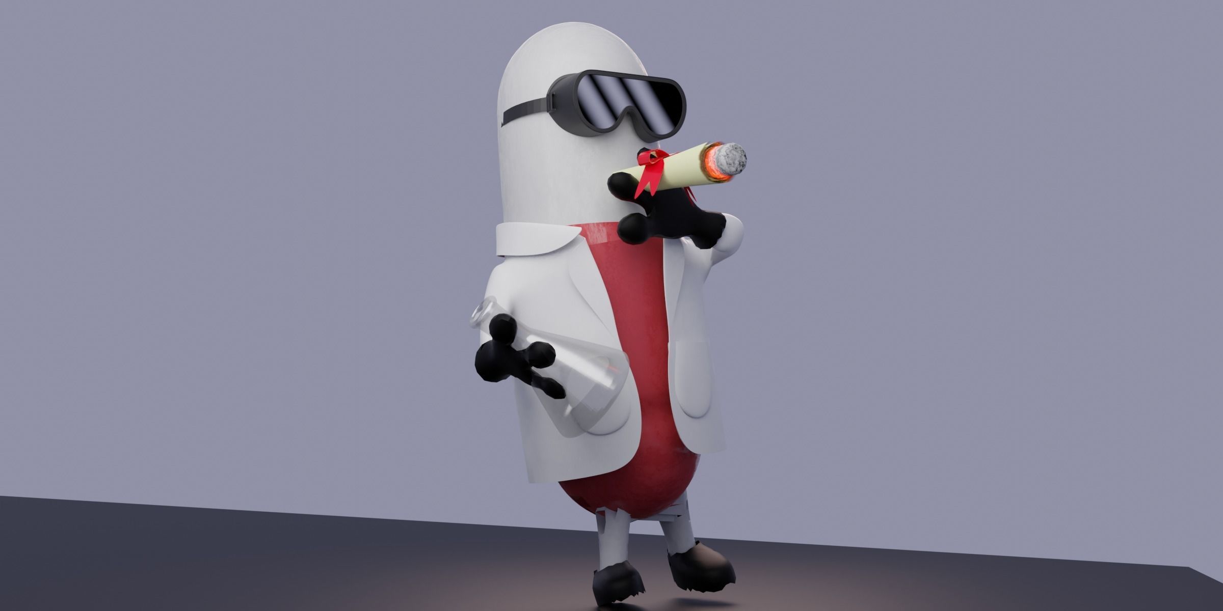 Cartoon Pill Man 3D model_1