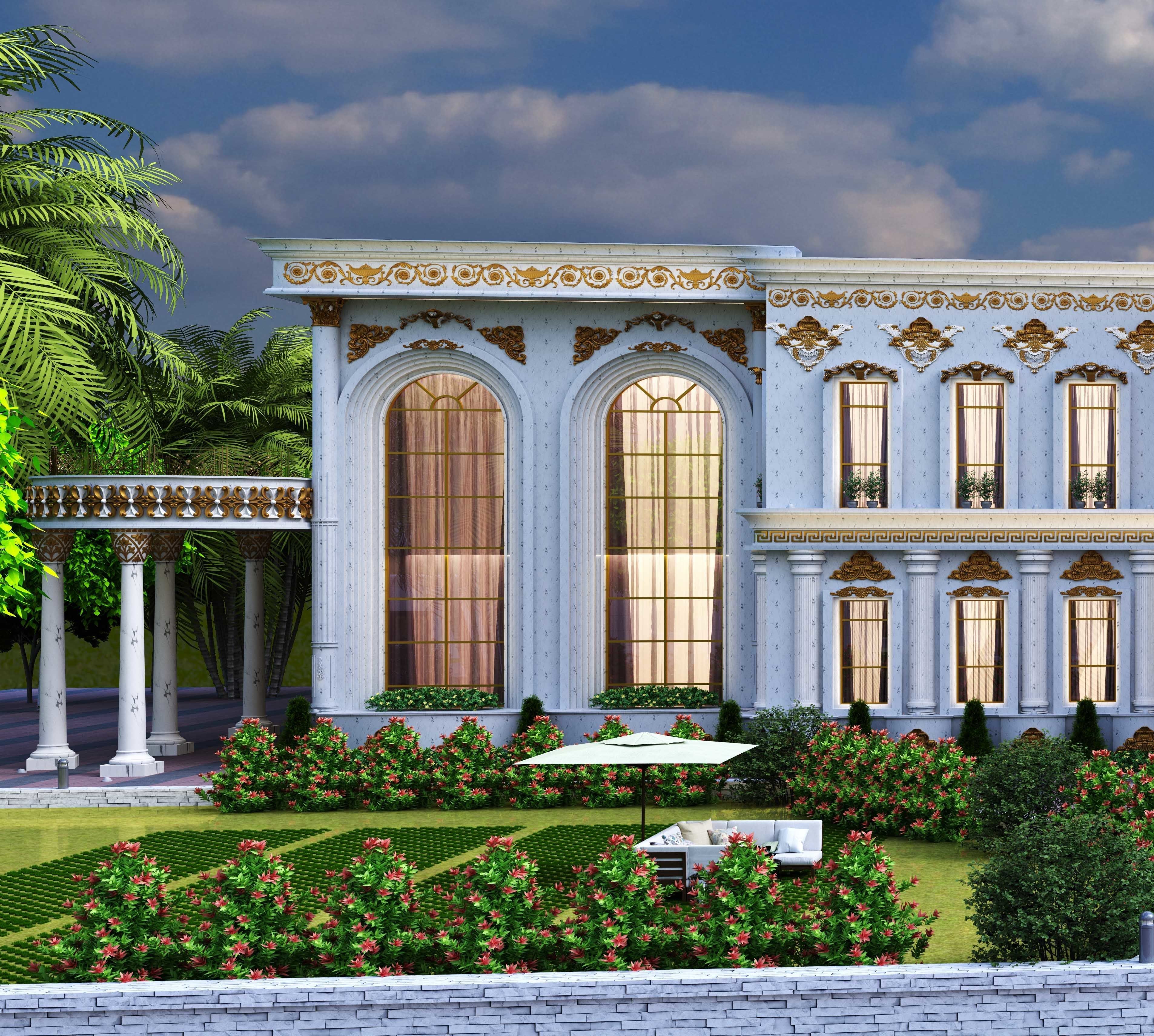 The grand luxurious palace Low-poly 3D model_3