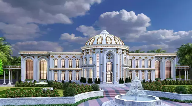 The grand luxurious palace Low-poly 3D model The grand luxurious palace Low-poly 3D model