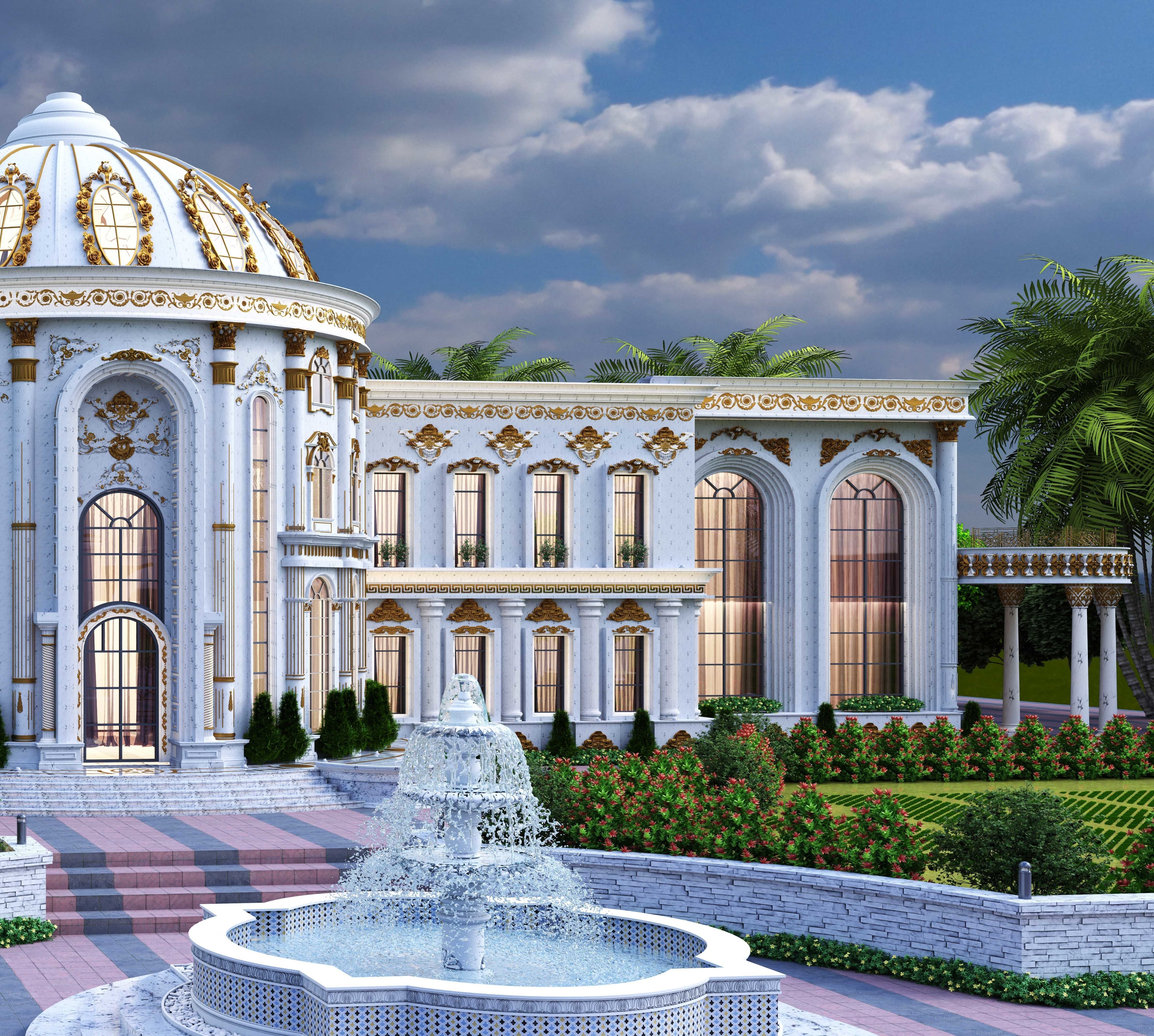 The grand luxurious palace Low-poly 3D model_4