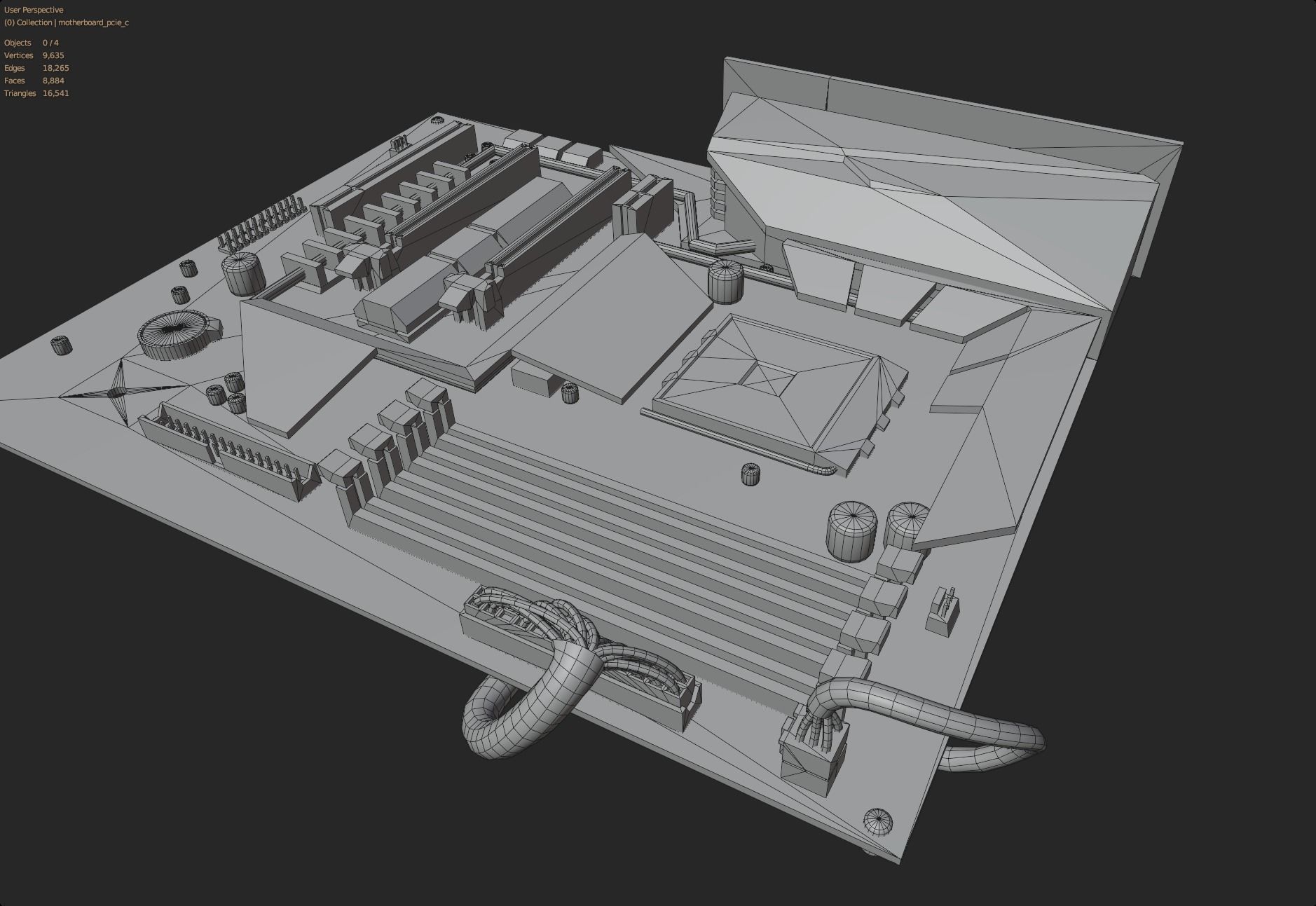 rgb pc motherboard gaming gamer pcie computer circuit board Low-poly 3D model_16