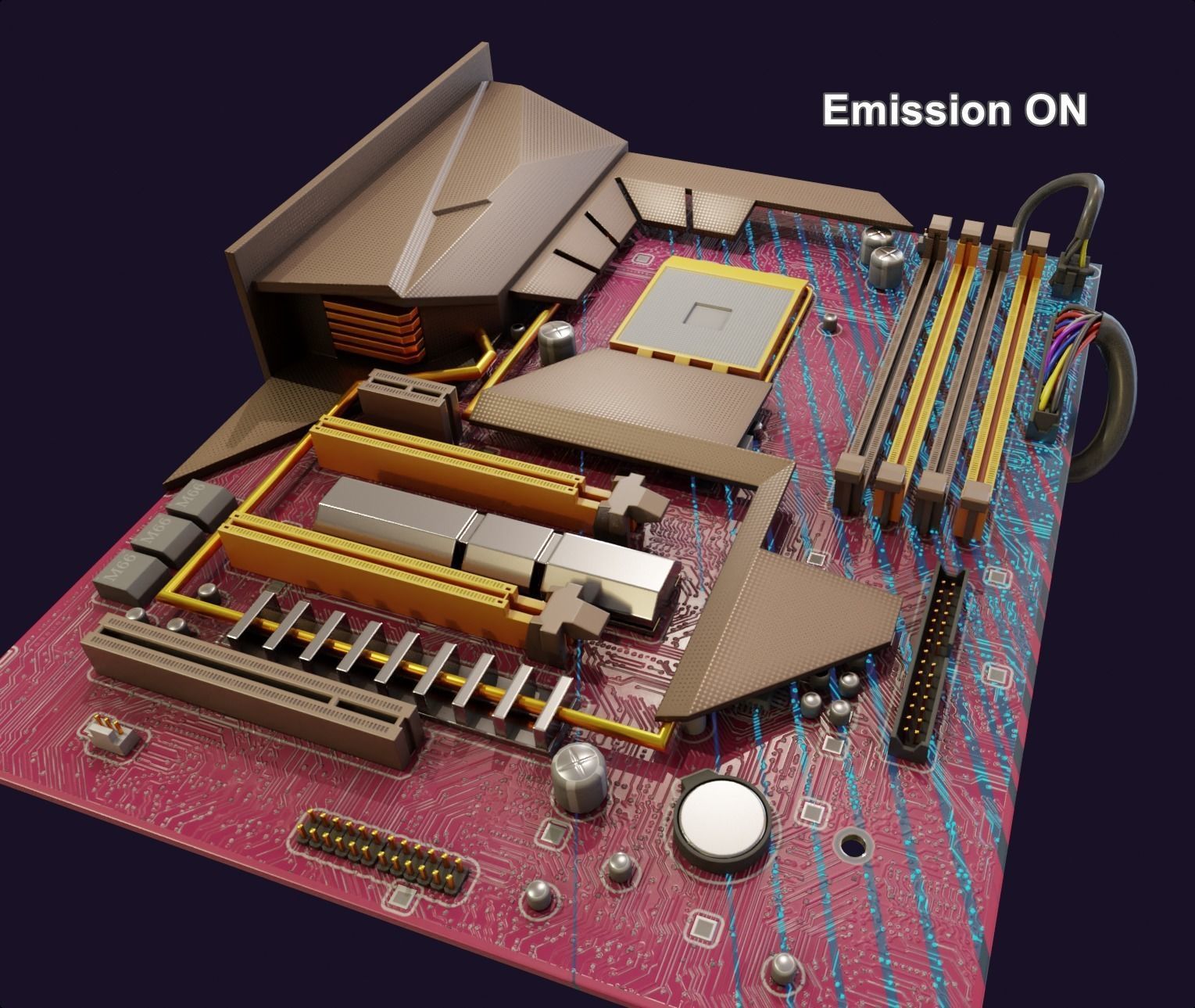 rgb pc motherboard gaming gamer pcie computer circuit board Low-poly 3D model_2