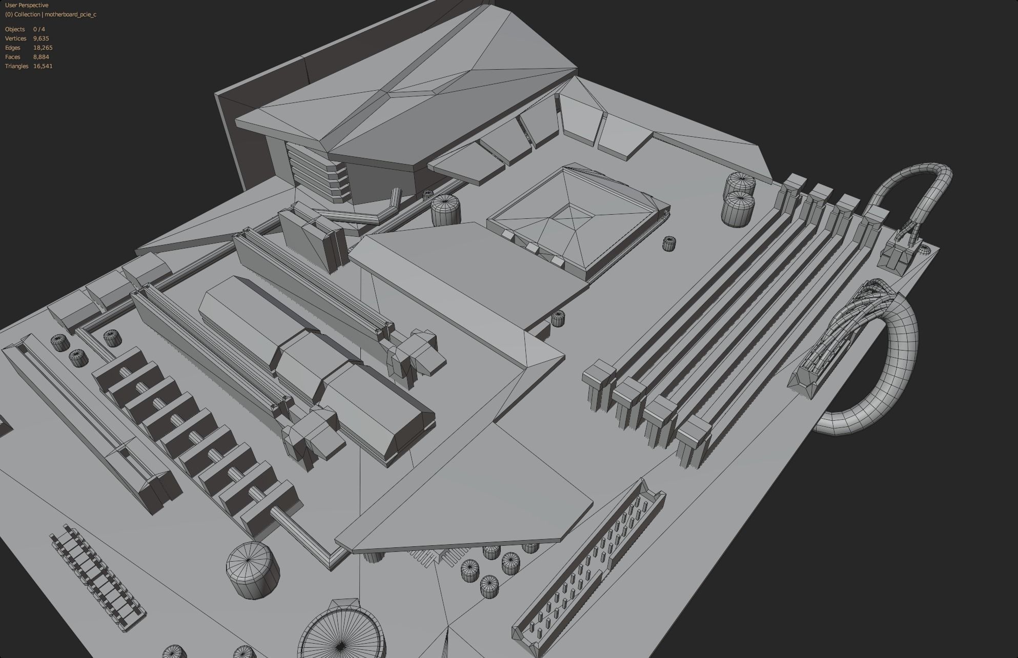 rgb pc motherboard gaming gamer pcie computer circuit board Low-poly 3D model_17