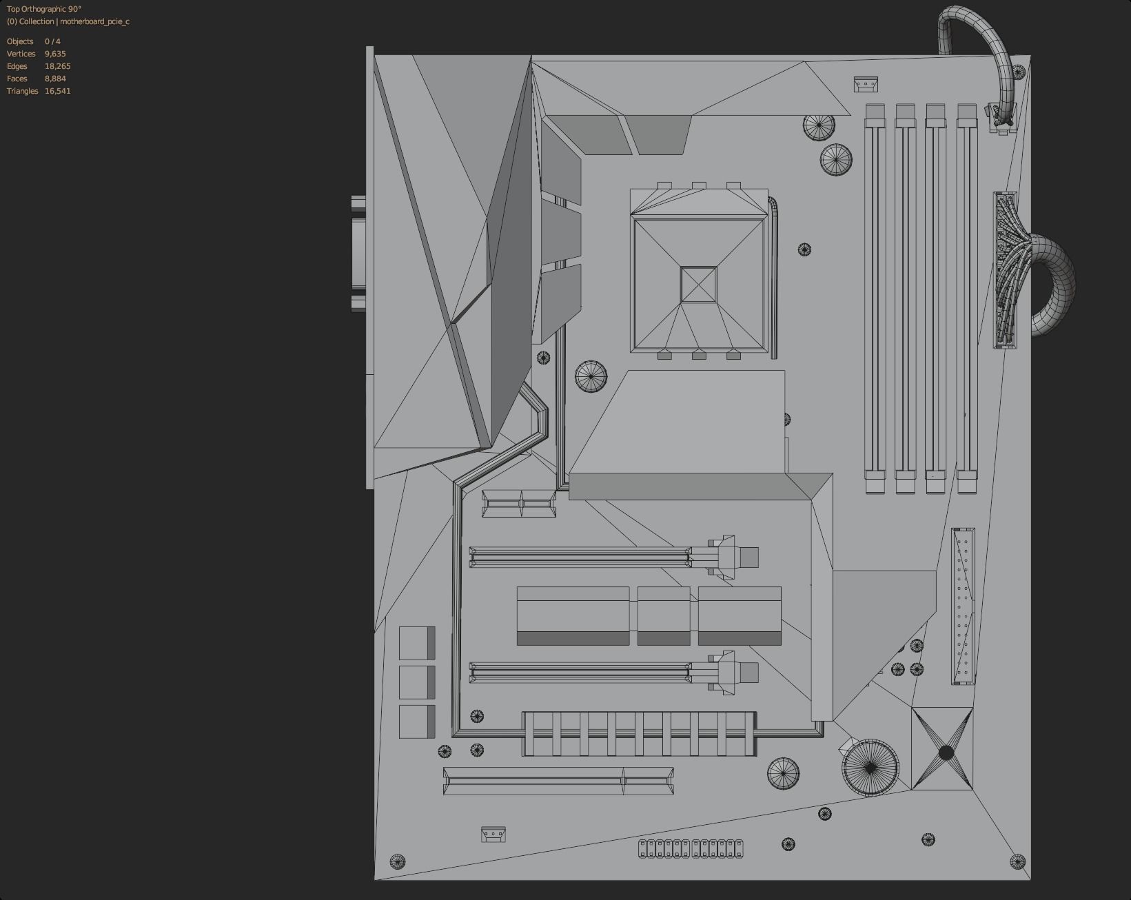 rgb pc motherboard gaming gamer pcie computer circuit board Low-poly 3D model_12