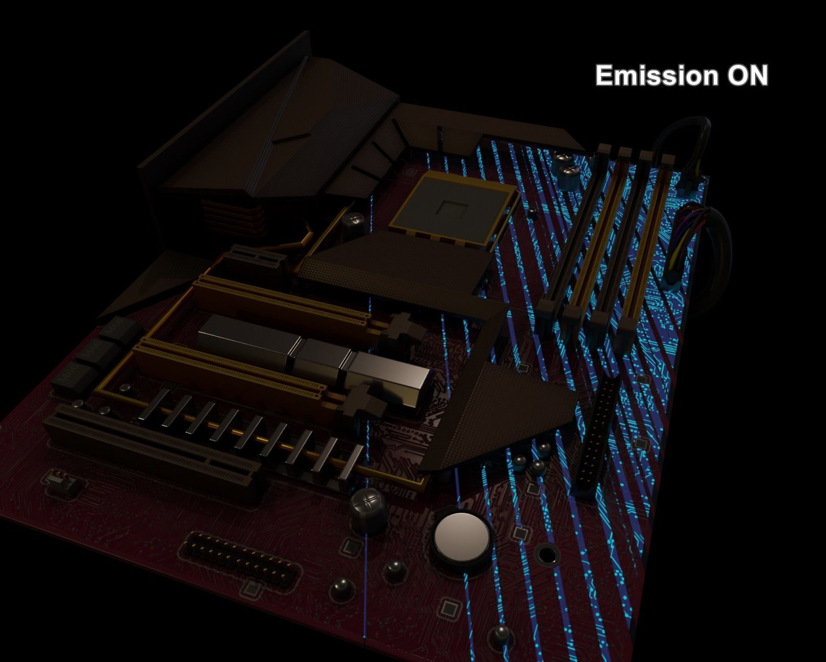 rgb pc motherboard gaming gamer pcie computer circuit board Low-poly 3D model_3