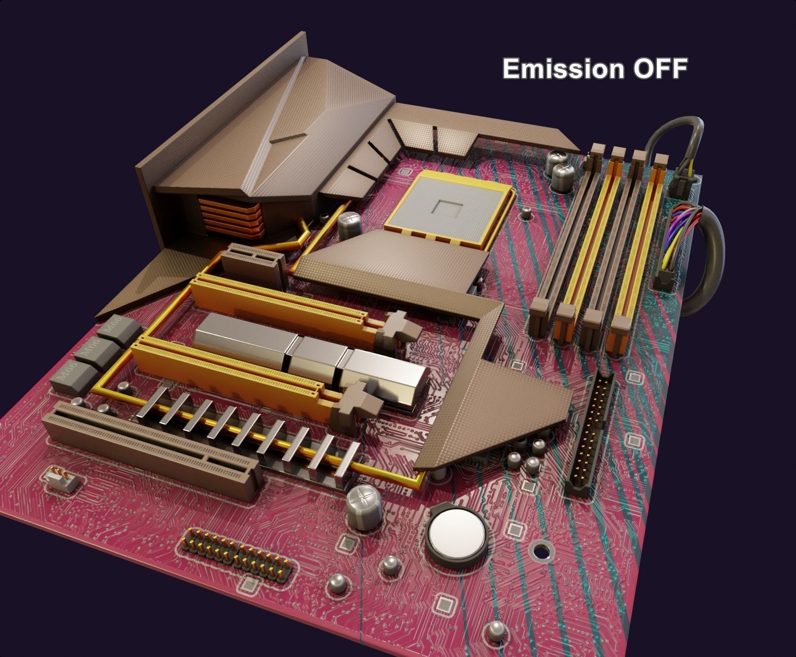 rgb pc motherboard gaming gamer pcie computer circuit board Low-poly 3D model_1