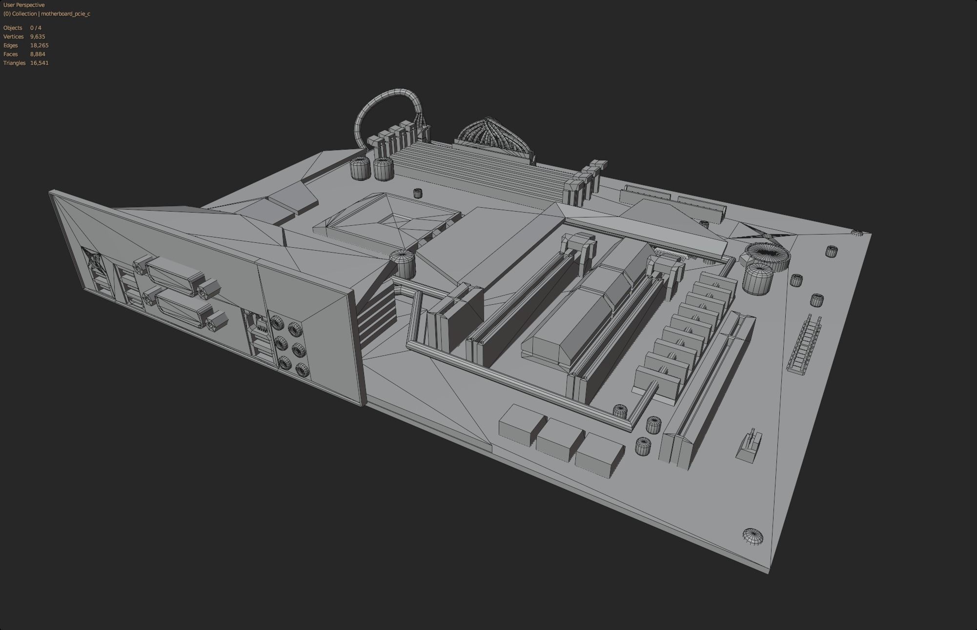 rgb pc motherboard gaming gamer pcie computer circuit board Low-poly 3D model_14