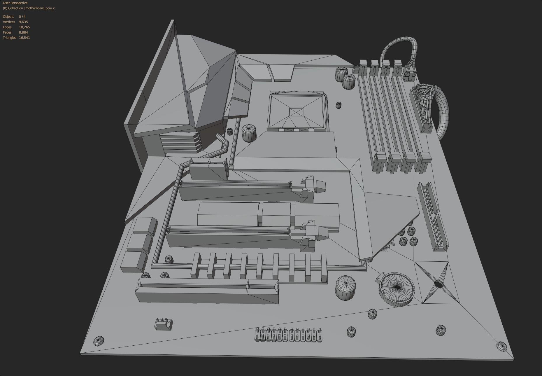 rgb pc motherboard gaming gamer pcie computer circuit board Low-poly 3D model_13