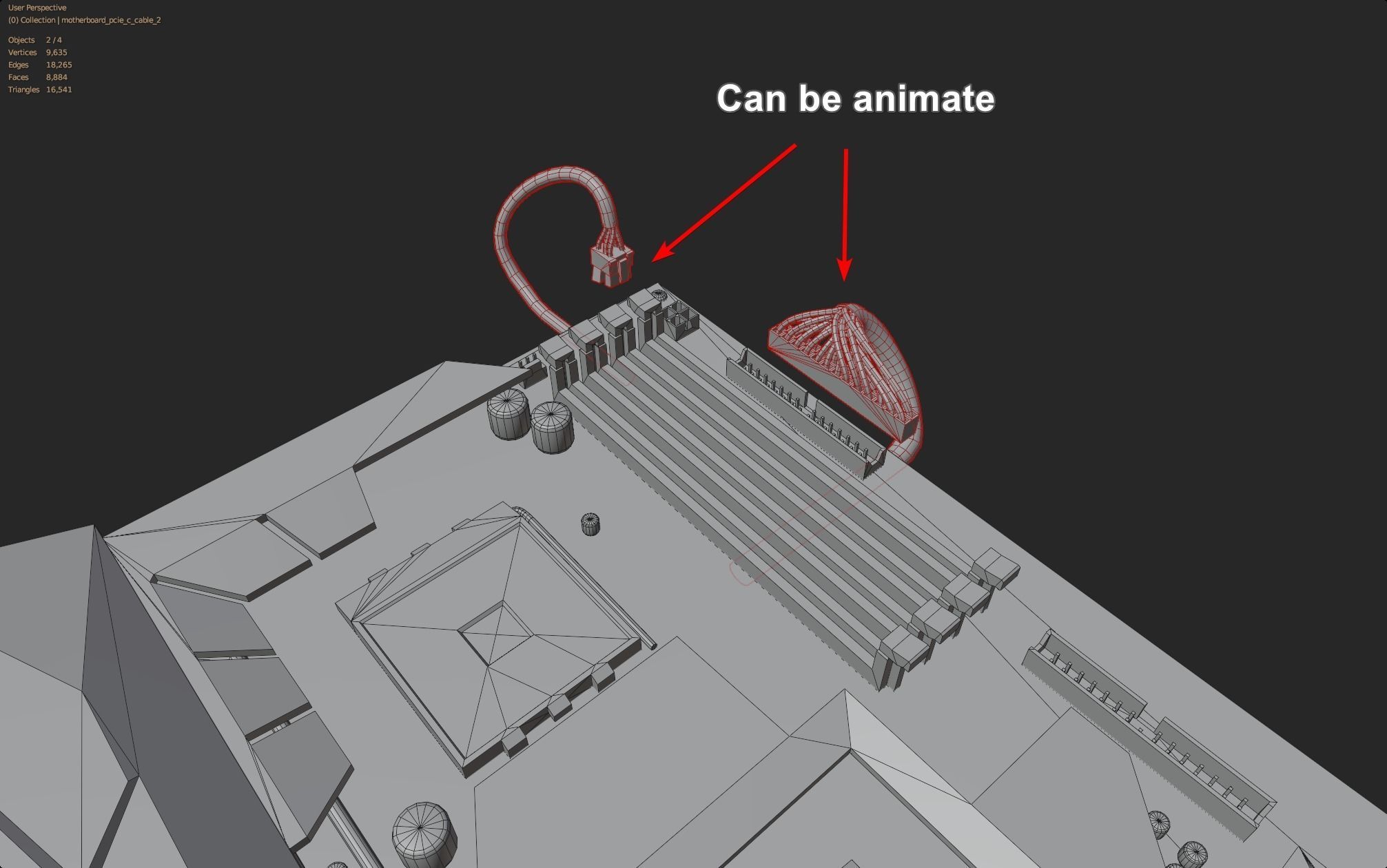 rgb pc motherboard gaming gamer pcie computer circuit board Low-poly 3D model_19