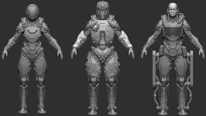 Modular Sci Fi Warriors ZTool Source Files 3D model