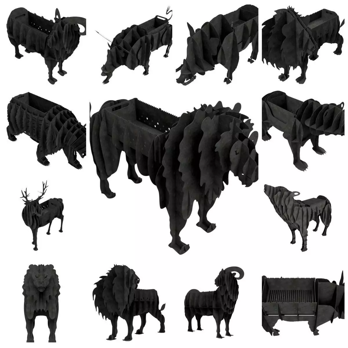 Braziers in the form of animals 3D Model Collection_0