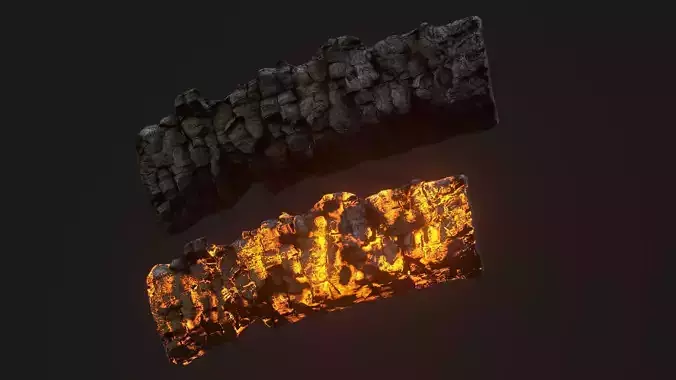 Burned wooden log 2 Low-poly 3D model