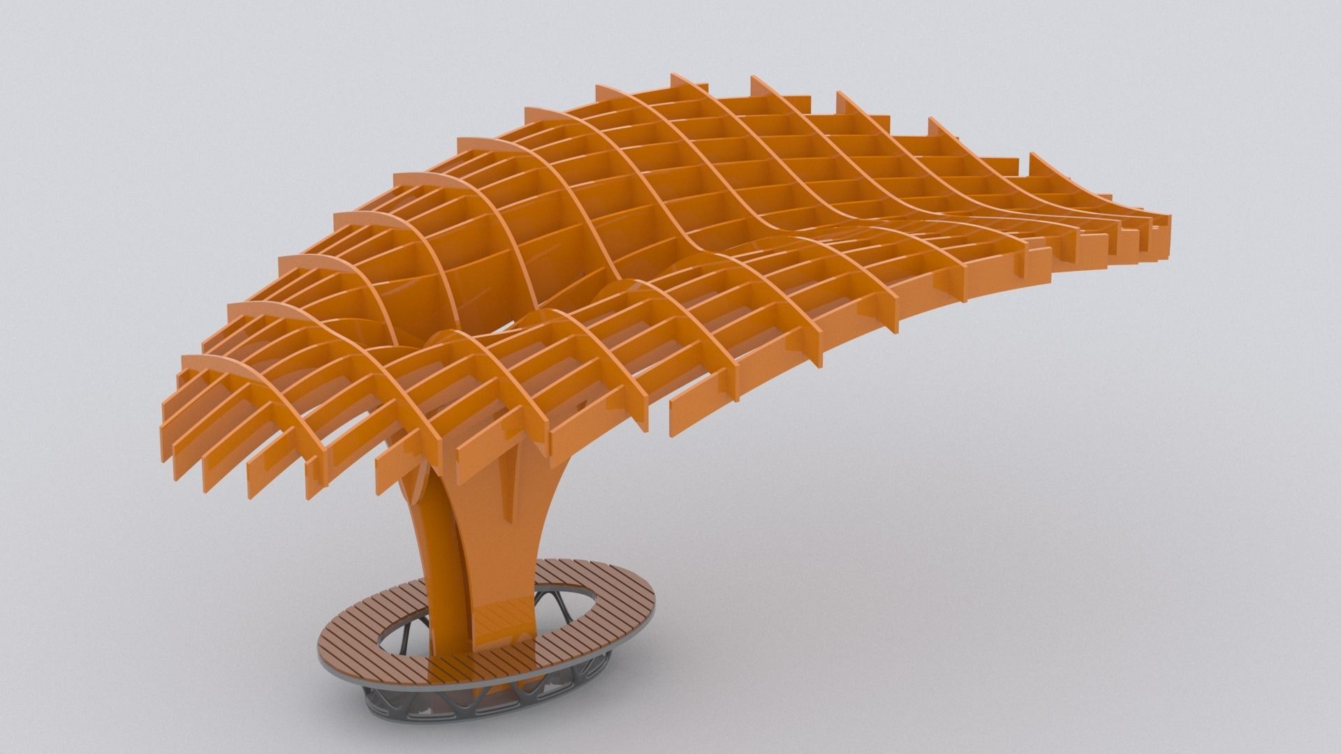Cantilever Pergola Waffle Structure 3D model_6