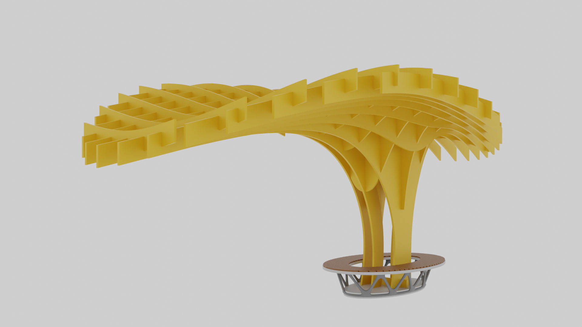 Cantilever Pergola Waffle Structure 3D model_16