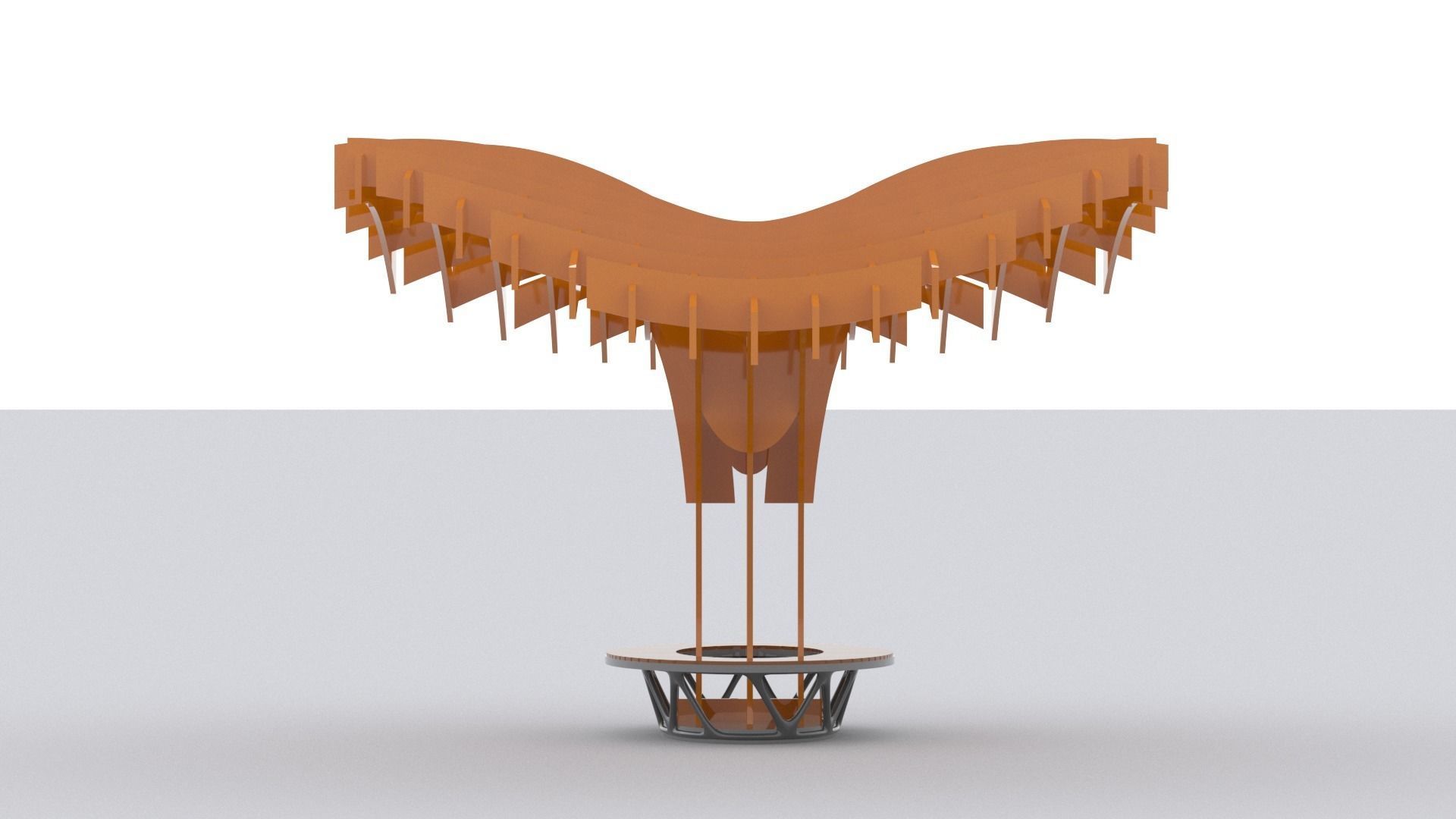 Cantilever Pergola Waffle Structure 3D model_9