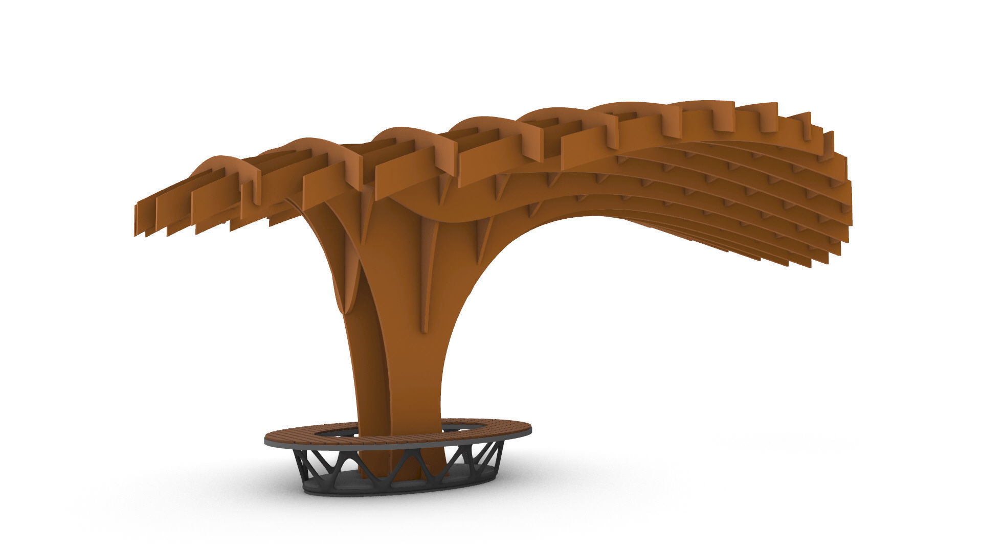 Cantilever Pergola Waffle Structure 3D model_20