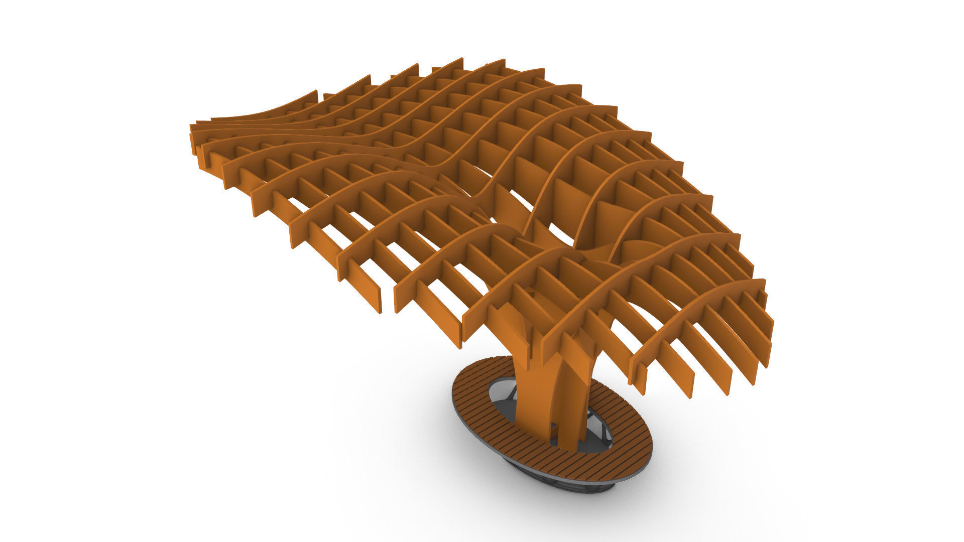 Cantilever Pergola Waffle Structure 3D model_23