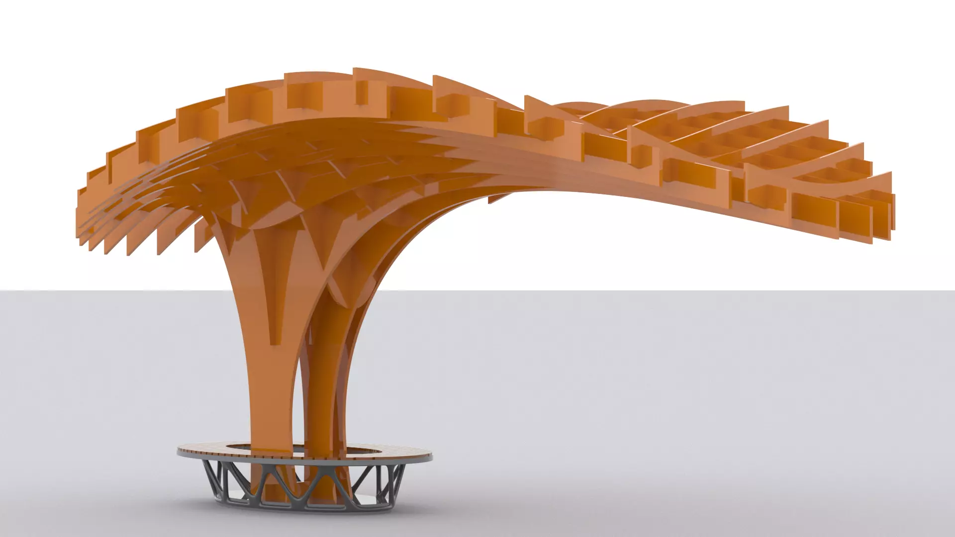 Cantilever Pergola Waffle Structure 3D model_0