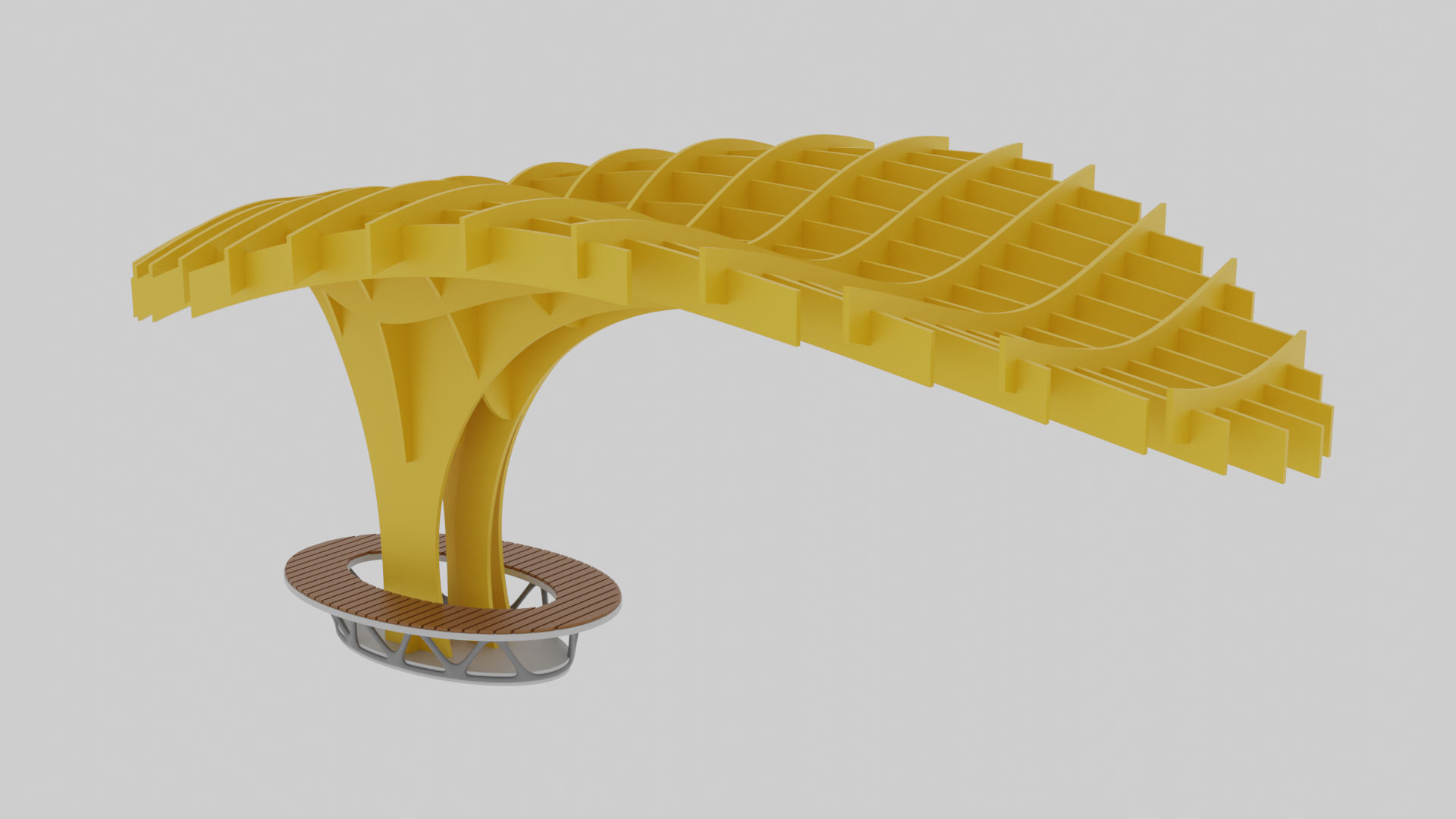 Cantilever Pergola Waffle Structure 3D model_17