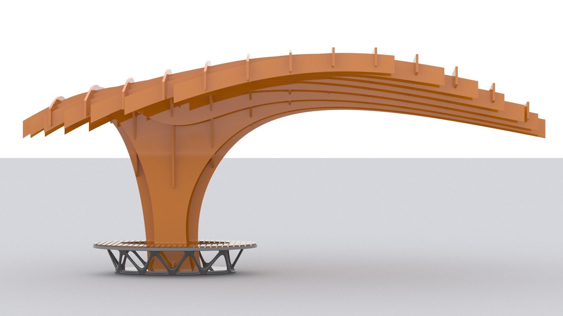 Cantilever Pergola Waffle Structure 3D model_4