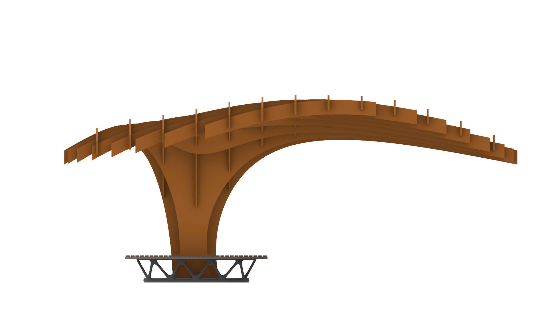 Cantilever Pergola Waffle Structure 3D model_14