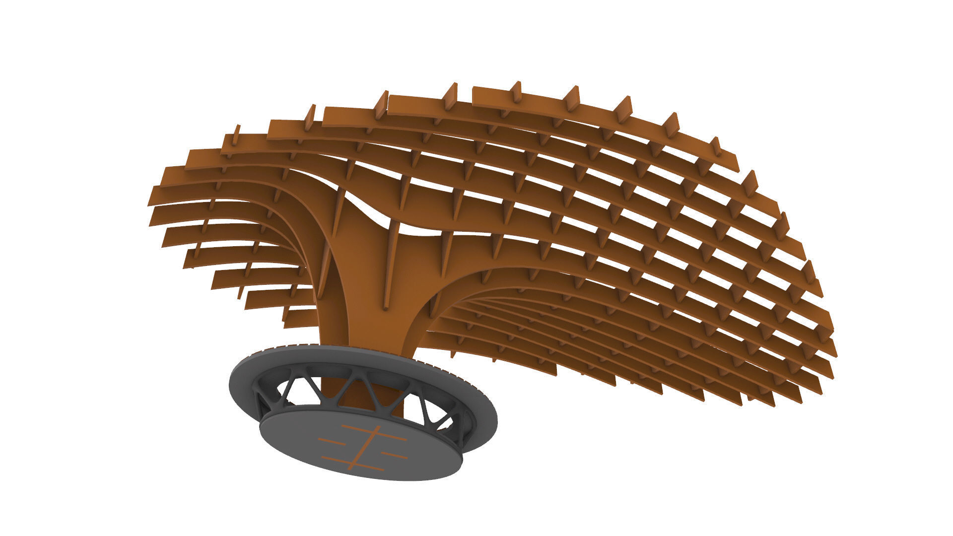 Cantilever Pergola Waffle Structure 3D model_36