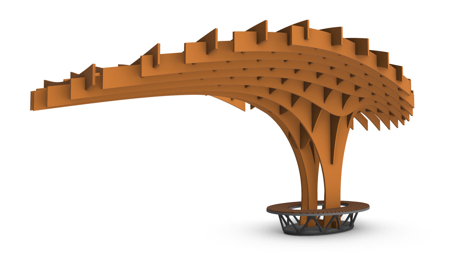 Cantilever Pergola Waffle Structure 3D model_12