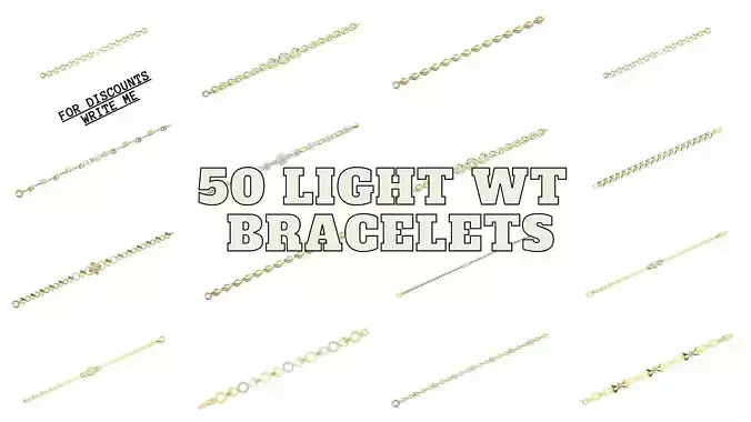 50 Light wt Bracelets Pack 3D Model Collection