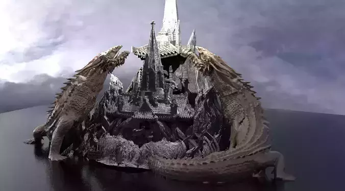  Shogun River Temples 3D model