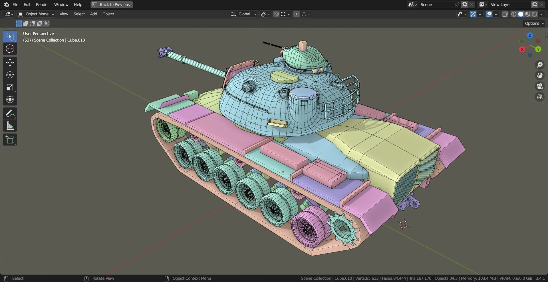 M48 Patton TANK BASE MESH Low-poly 3D model_10
