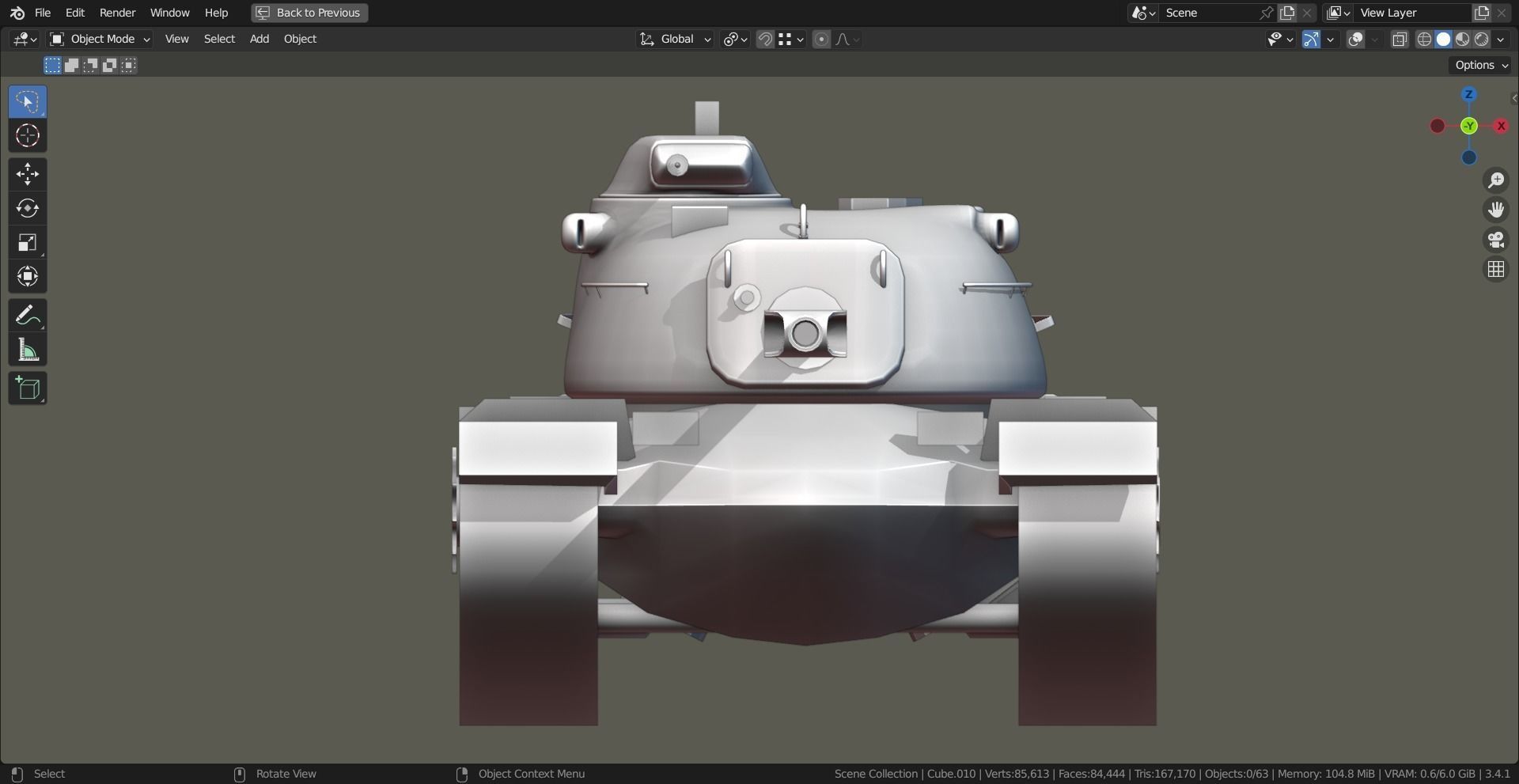 M48 Patton TANK BASE MESH Low-poly 3D model_7