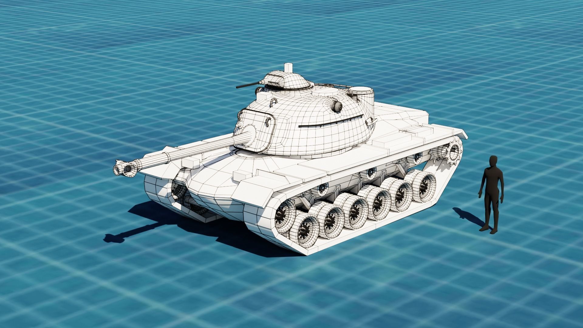 M48 Patton TANK BASE MESH Low-poly 3D model_14
